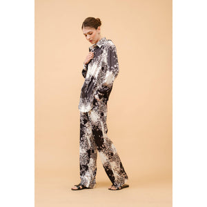 Baroque Leopard Print Satin Button-Up Shirt