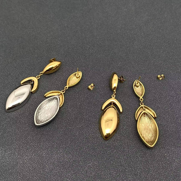 Two-Tone Sculpted Petal Drop Earrings