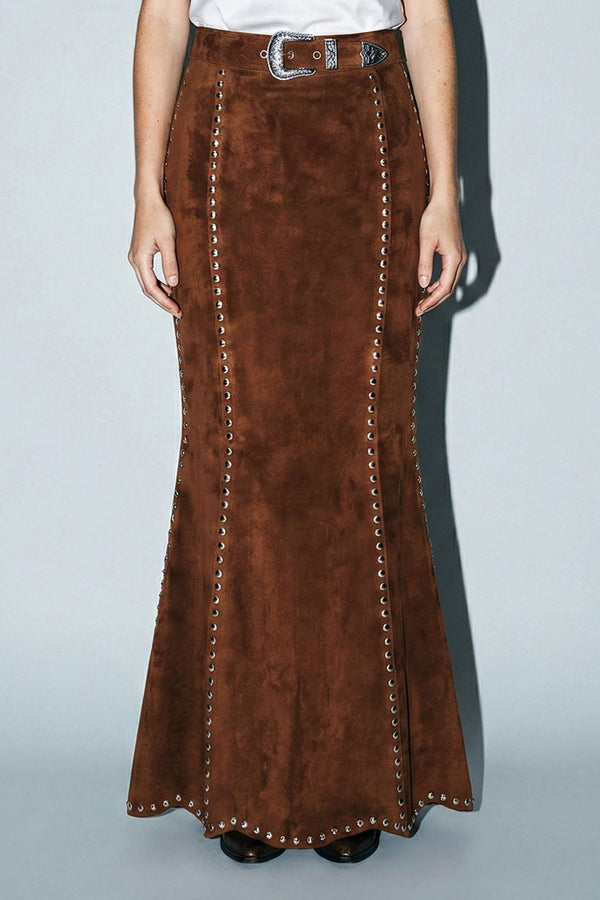 Sienna Western Eyelet Suede Maxi Skirt
