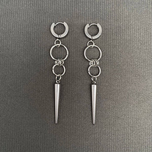 Silver Spike Chain Drop Earrings