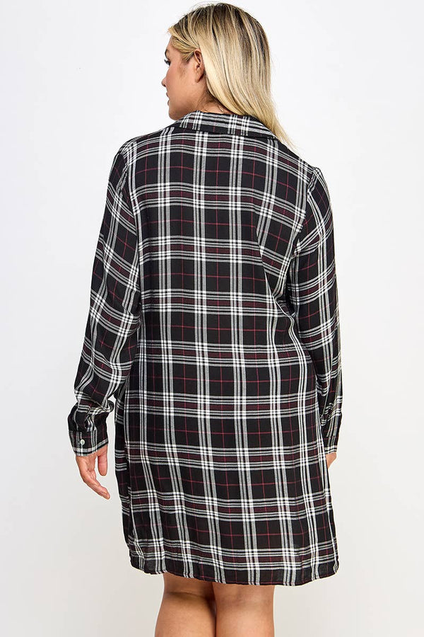 Plaid Wrap Tie Mini Dress
