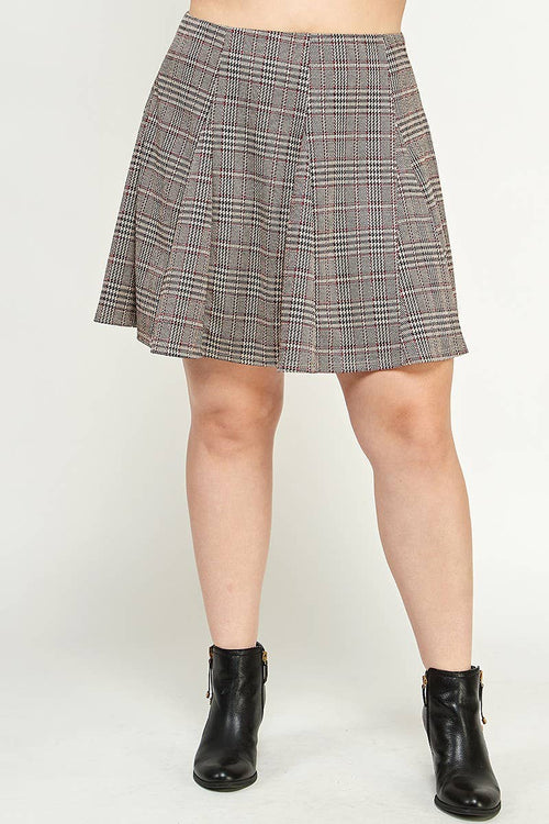 Plaid Pleated Mini Skirt