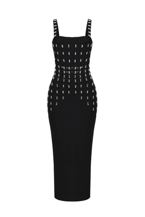 Bandage Square Neck Cut Out Long Dress