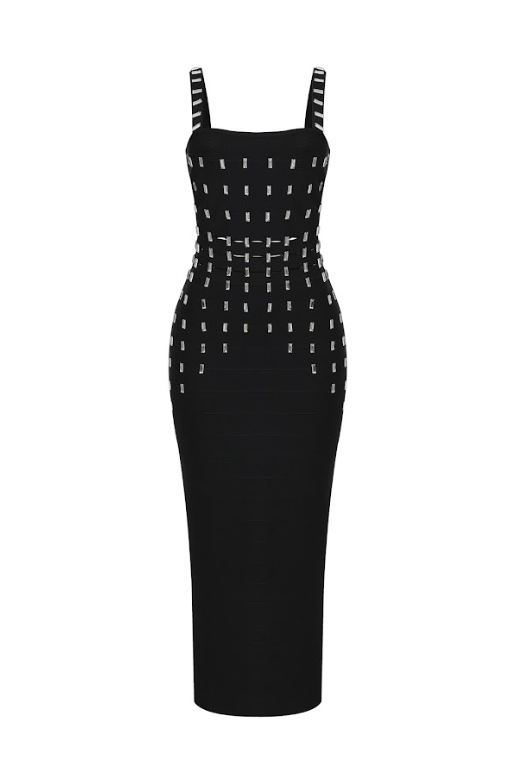 Bandage Square Neck Cut Out Long Dress