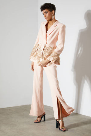 Blush Split-Hem Flare Pants