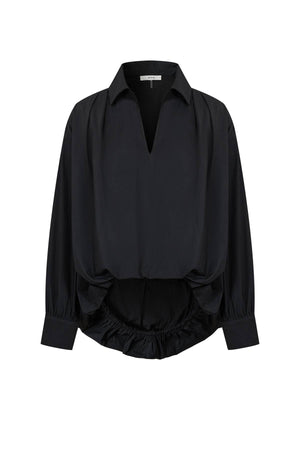 Woven Bubble High-Low Shirt