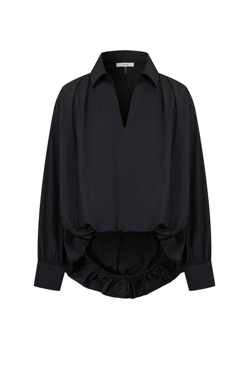 Woven Bubble High-Low Shirt