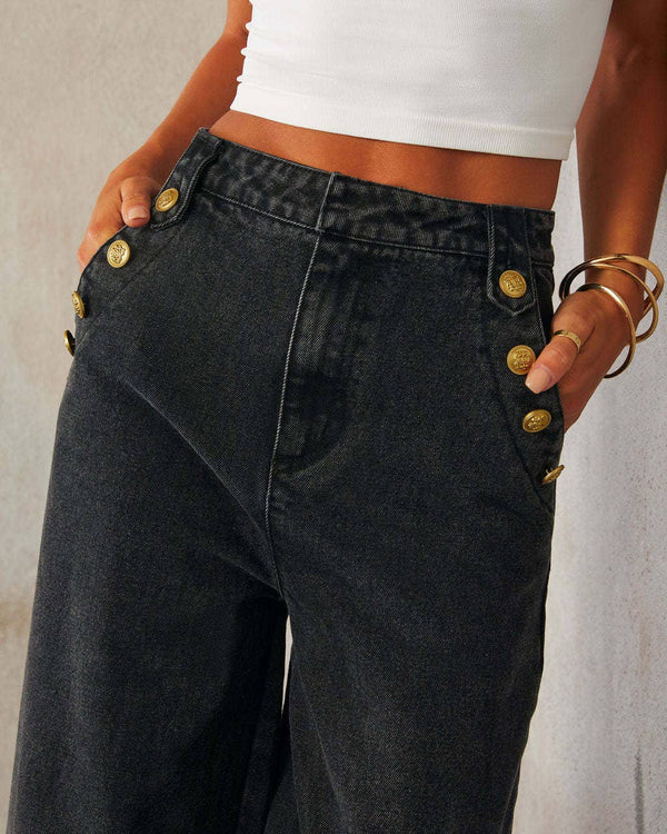 Smart sophisticated Buttons down Split Hem Denim vest top