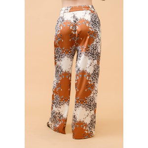 Baroque Leopard Print Satin Wide-Leg Pants