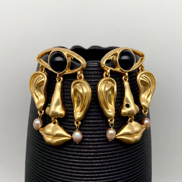 Surrealist Face Charm Statement Earrings